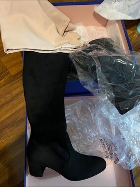 Stuart Weitzman Black Over-the-Knee Suede Booties
